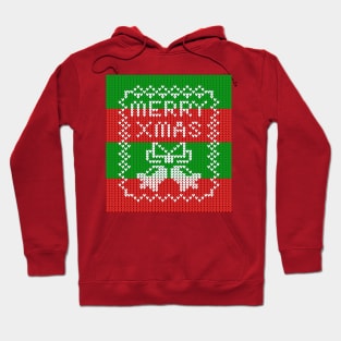 Ugly sweater pattern jingle bells Merry Xmas text Hoodie